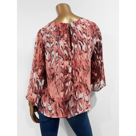 Jennifer Lopez Women's Abstract-print 3/4 Sleeve Layered Blouse Size S - Picture 4 of 7